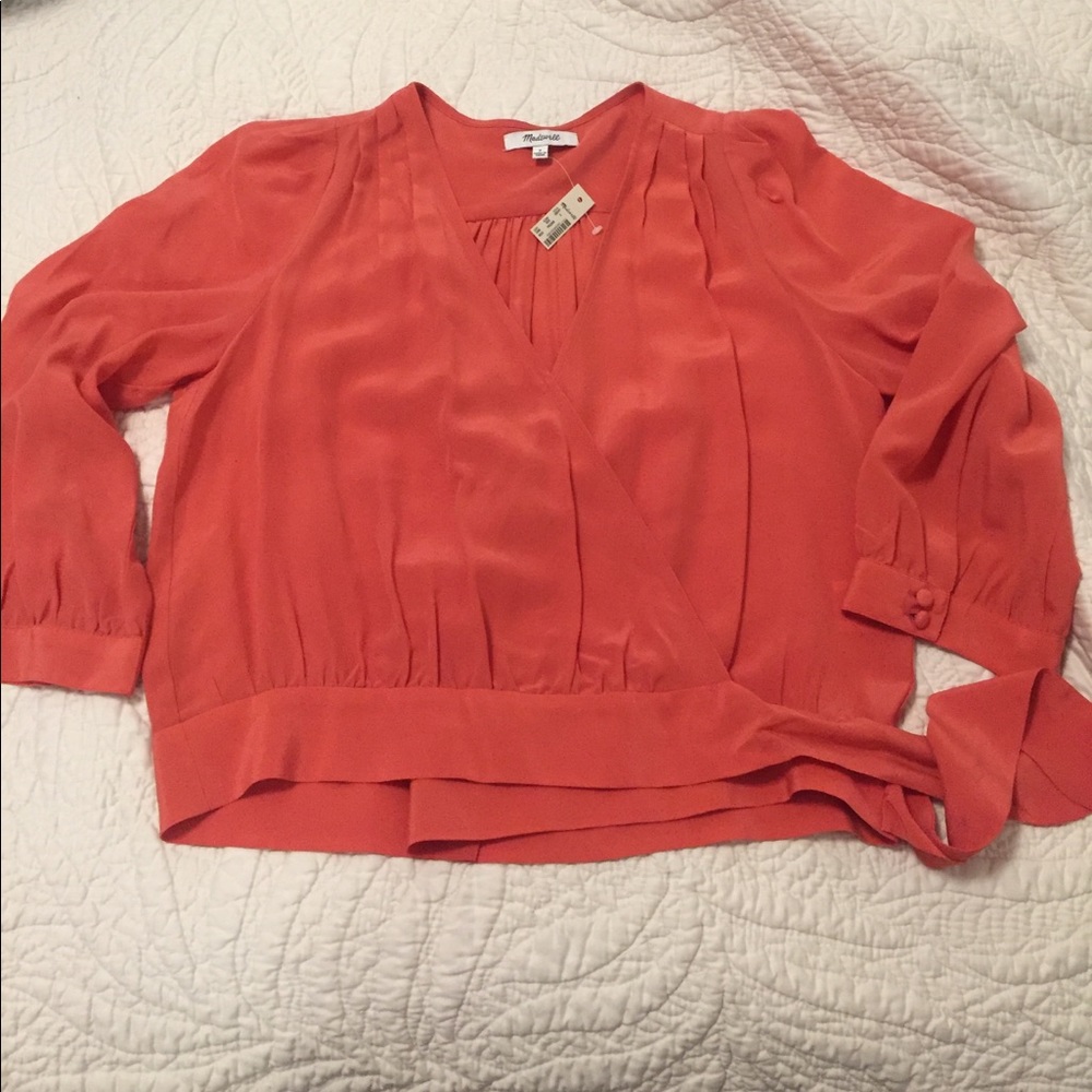 NWT Madewell 100% silk wrap top